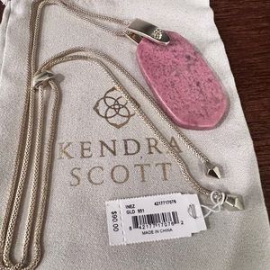 Kendra Scott Inez Long Pendant Silver & Pink Rhodonite necklace